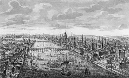 Gesamtansicht der Stadt London neben der Themse, ca. 1780